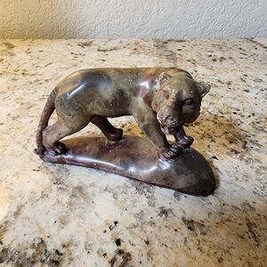 Soapstone Panther Sculpture Figurine